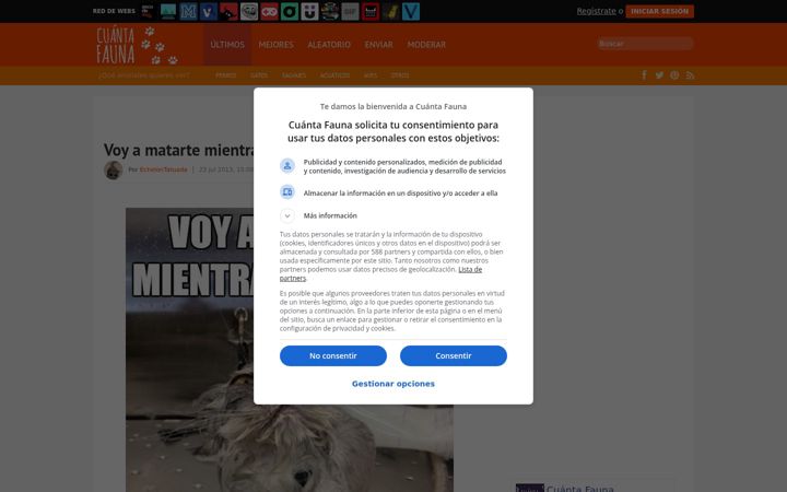Screenshot of cuantafauna.com