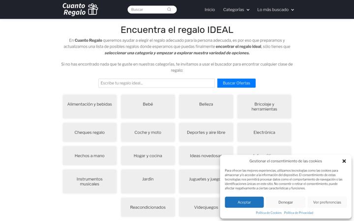 Screenshot of cuantoregalo.com