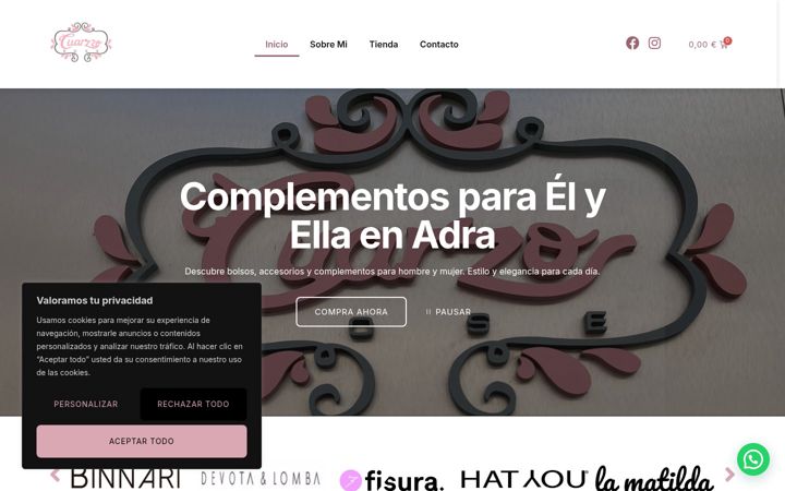 Screenshot of cuarzorose.com