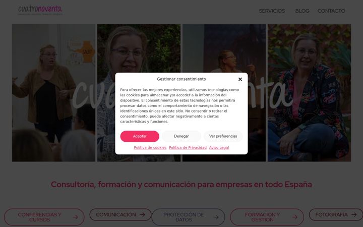 Screenshot of cuatronoventa.com