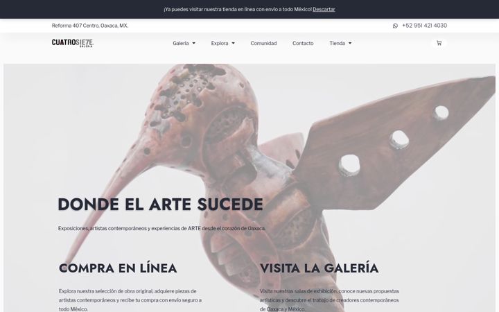 Screenshot of cuatrosietegaleria.com