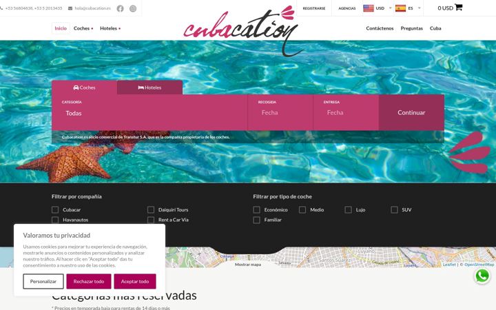 Screenshot of cubacation.es