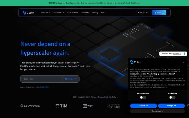 Screenshot of cubbit.eu