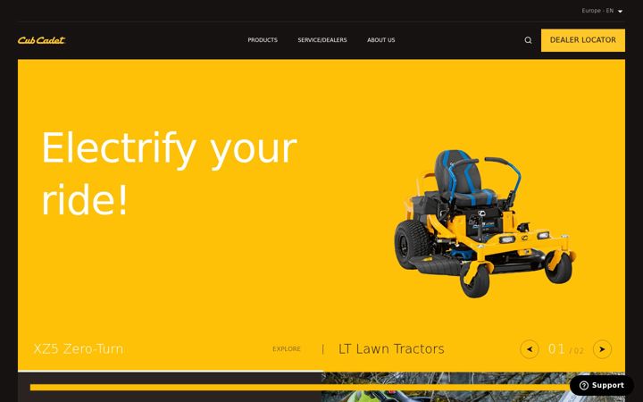 Skærmbillede af cubcadet.co.uk