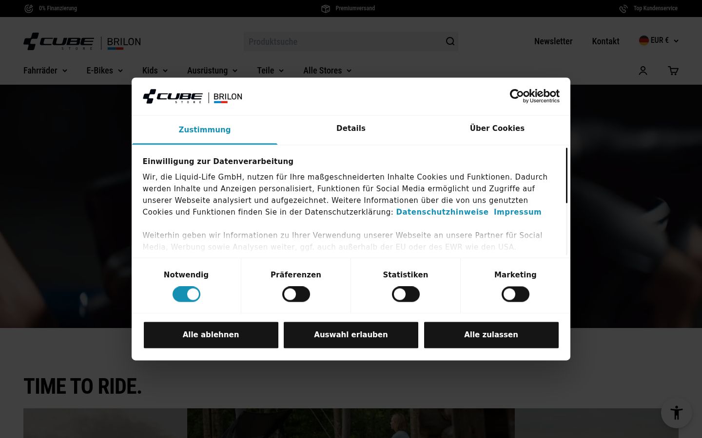 Screenshot tal-banner tal-kunsens muri qabel kwalunkwe interazzjoni