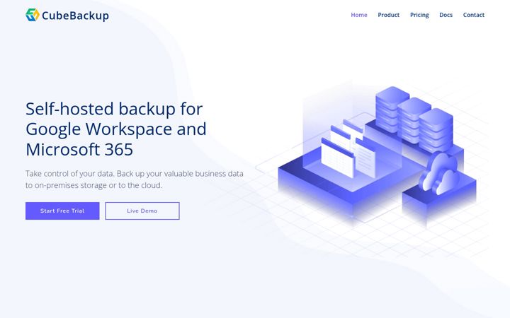 Screenshot of cubebackup.com