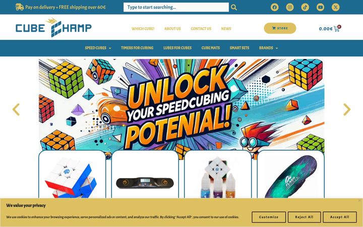 Screenshot of cubechamp.com