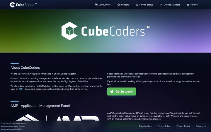 Screenshot of cubecoders.com