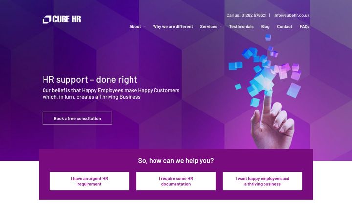 Screenshot of cubehr.co.uk