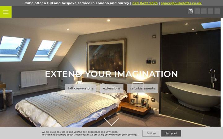 Screenshot of cubelofts.co.uk