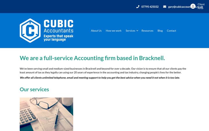 Screenshot of cubicaccountants.co.uk