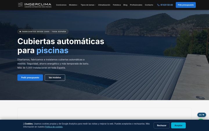 Screenshot of cubiertasingerclima.com