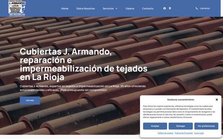 Screenshot of cubiertasjarmando.com