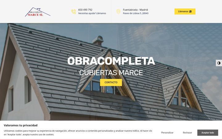 Screenshot of cubiertasmarce.es