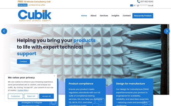 Screenshot of cubik-eps.co.uk