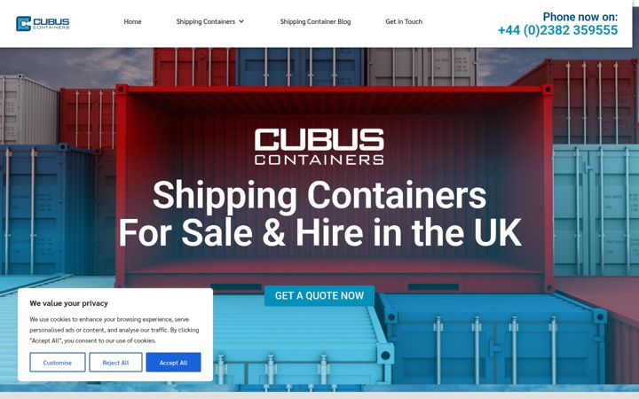 Screenshot of cubuscontainers.co.uk