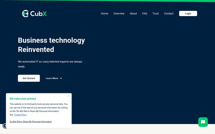 Snímek obrazovky cubx.com