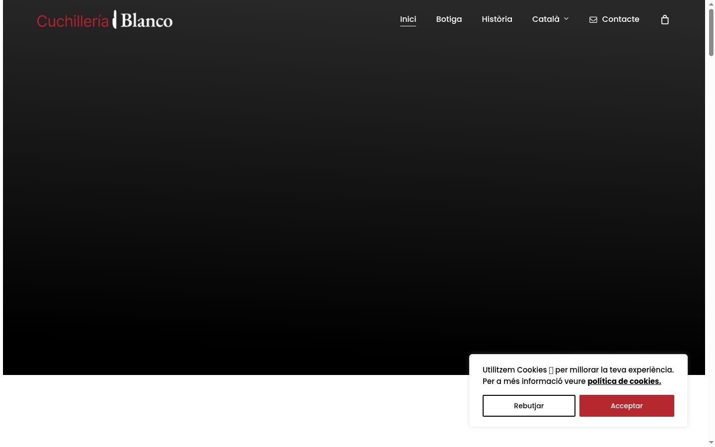 Captura de pantalla del banner de consentimiento mostrado antes de cualquier interacción