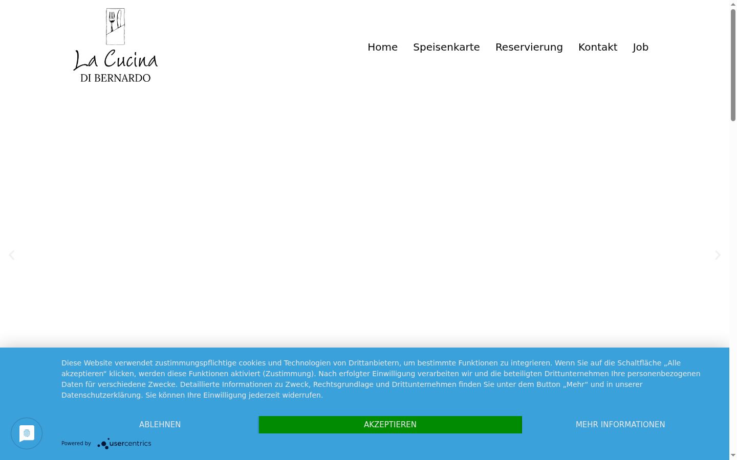 Screenshot des Einwilligungsbanners vor jeglicher Interaktion