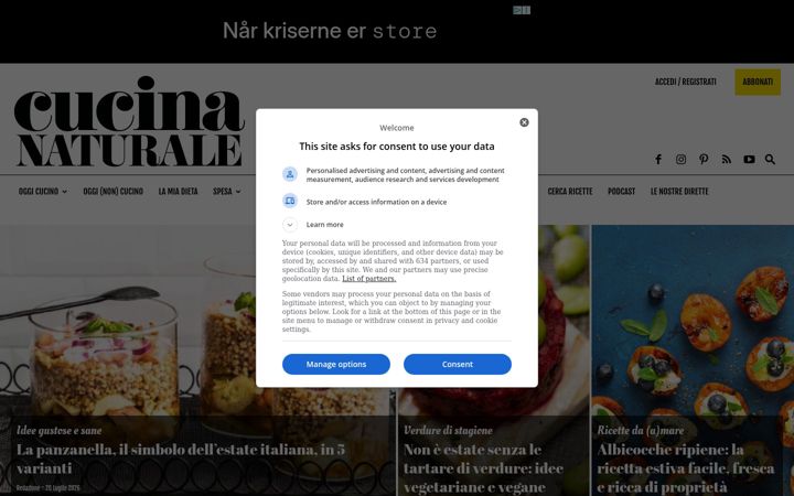 Screenshot of cucina-naturale.it