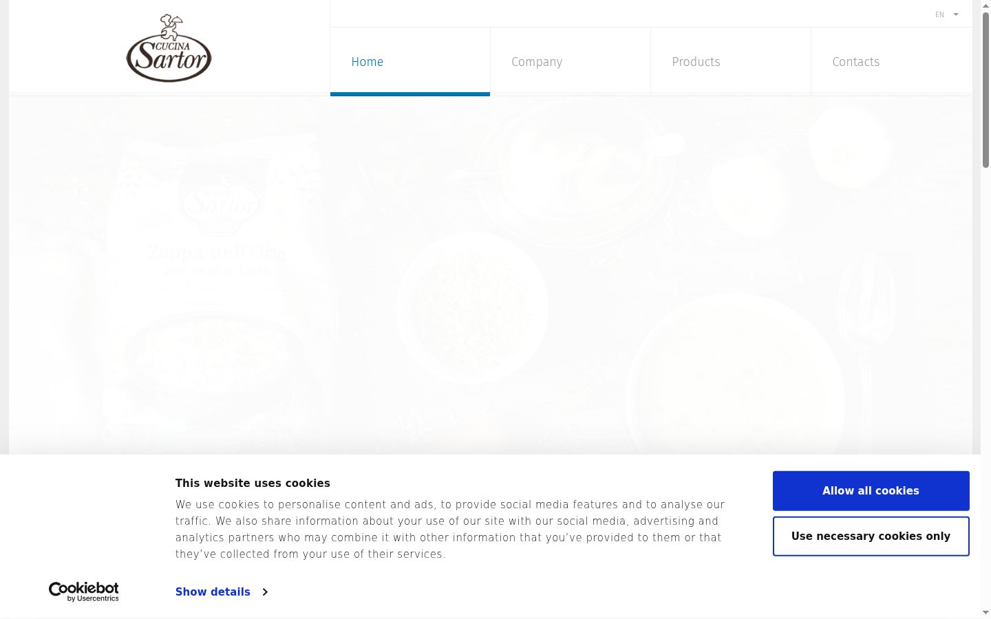 Screenshot del banner di consenso mostrato prima di qualsiasi interazione