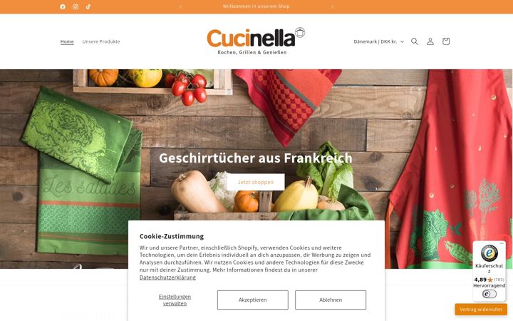 Screenshot of cucinella-de.myshopify.com