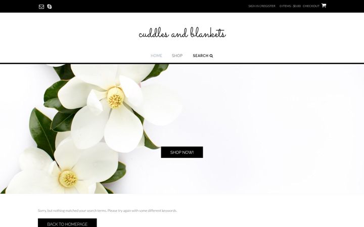 Screenshot of cuddlesandblankets.com