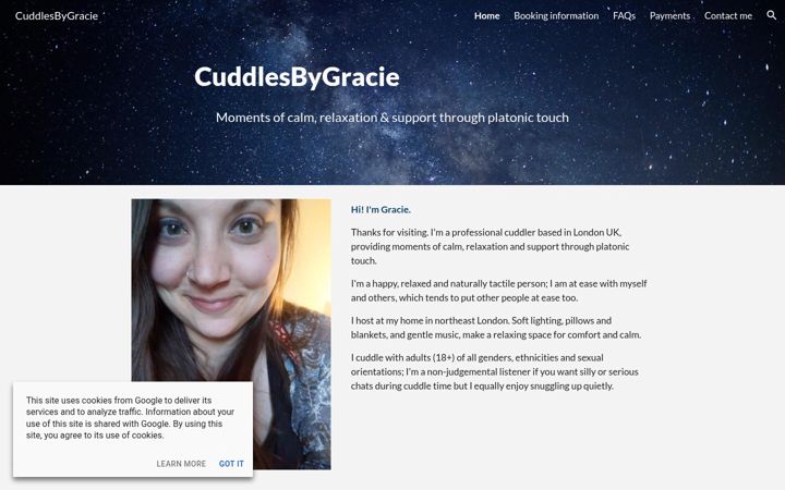 Screenshot of cuddlesbygracie.com