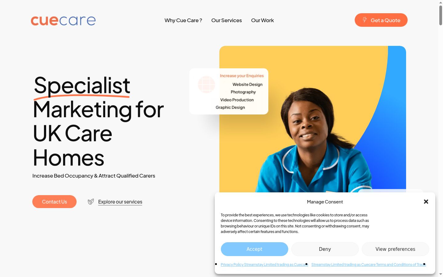 Screenshot del banner di consenso mostrato prima di qualsiasi interazione
