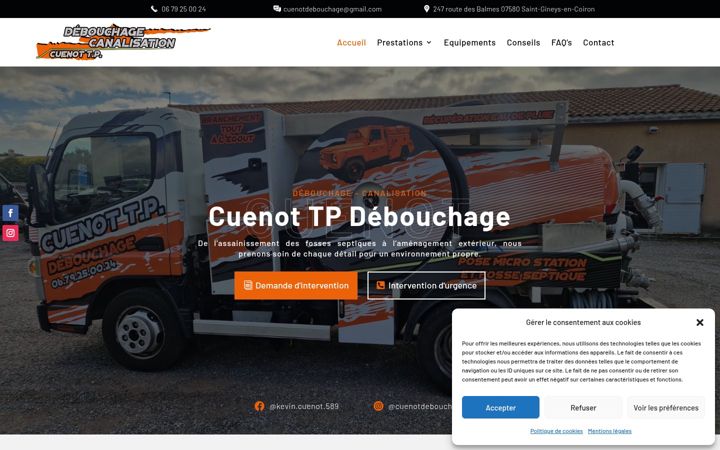 Snimka zaslona za cuenot-debouchage.fr