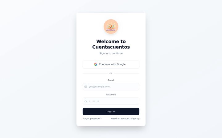 Screenshot of cuentacuentosapp.com