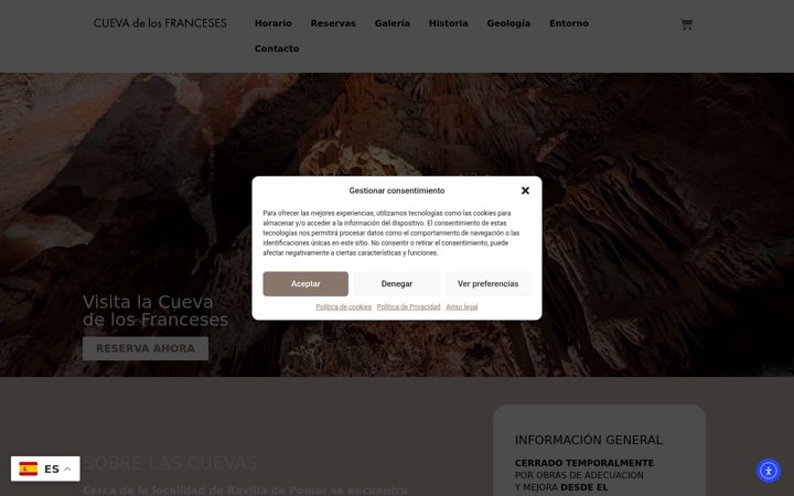Screenshot of cuevadelosfranceses.es