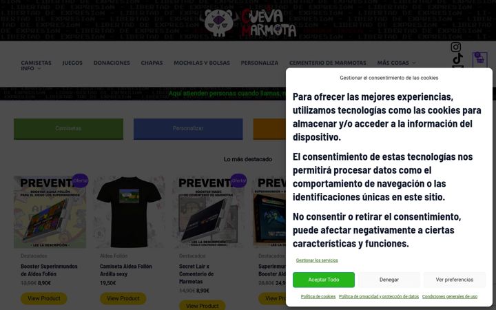 Screenshot of cuevamarmota.com