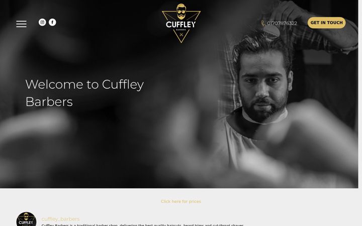 Screenshot of cuffleybarbers.co.uk