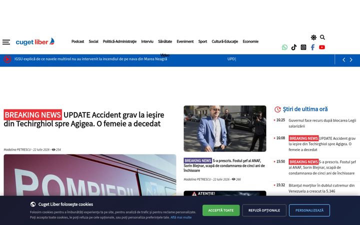 Screenshot of cugetliber.ro