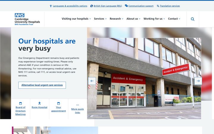 Screenshot of cuh.nhs.uk