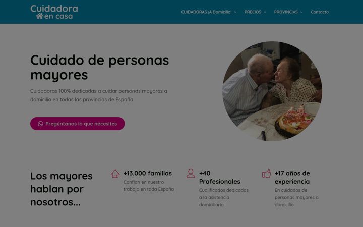 Screenshot του cuidadorasdepersonasmayores.es
