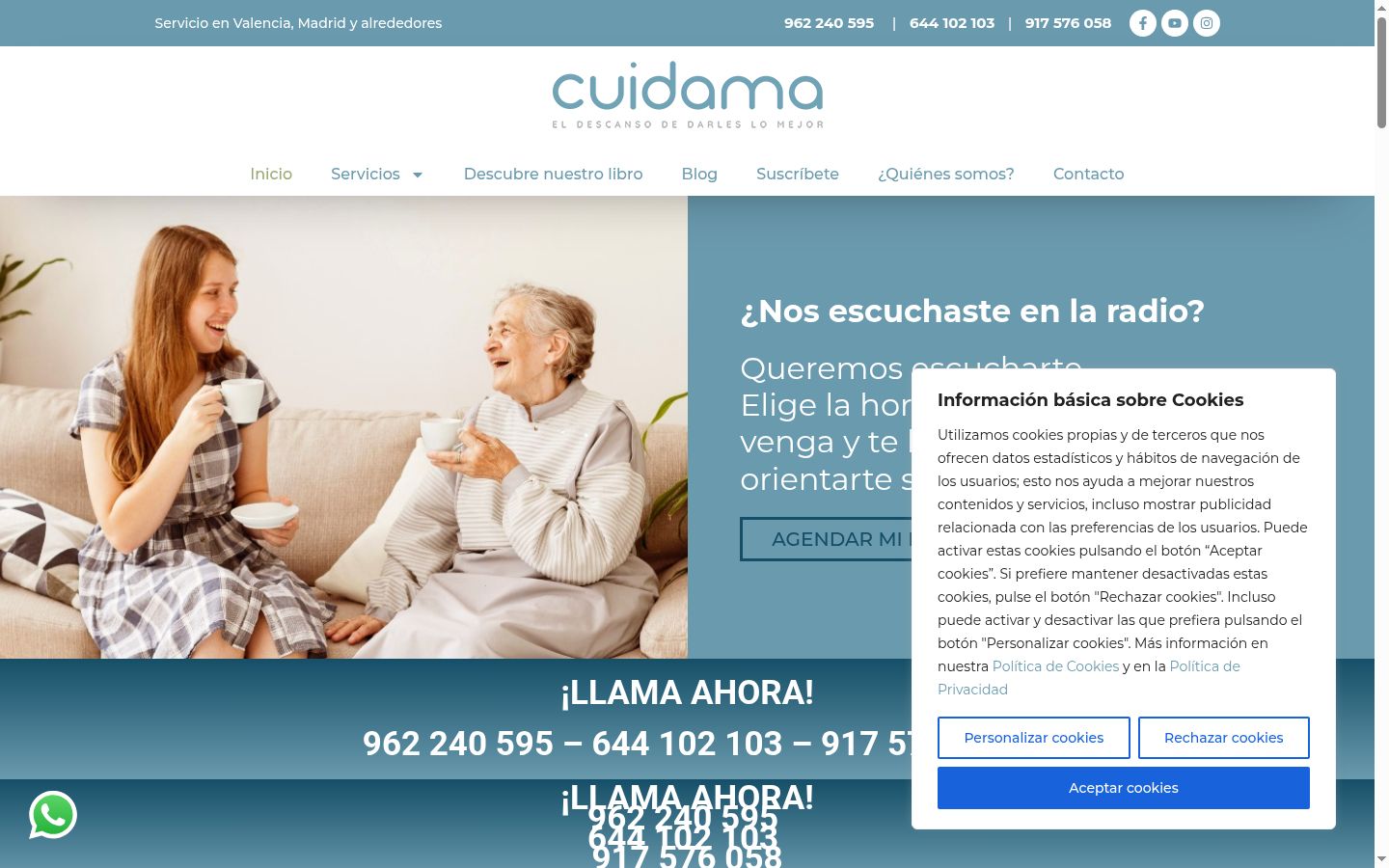 Captura de ecrã do banner de consentimento apresentado antes de qualquer interação