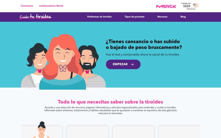 Screenshot of cuidatutiroides.com