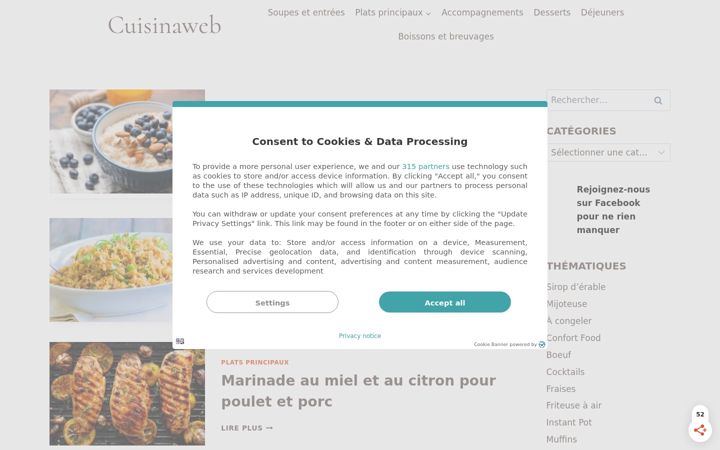 Screenshot of cuisinaweb.ca