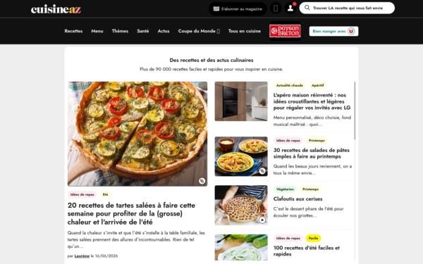 Screenshot of cuisineaz.com