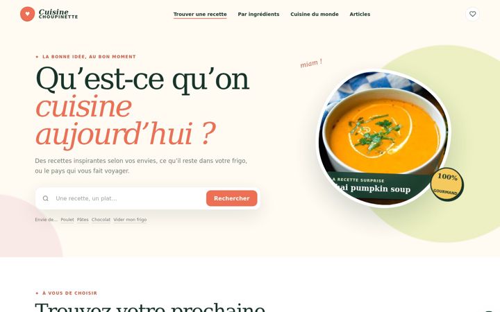 Screenshot of cuisinechoupinette.com