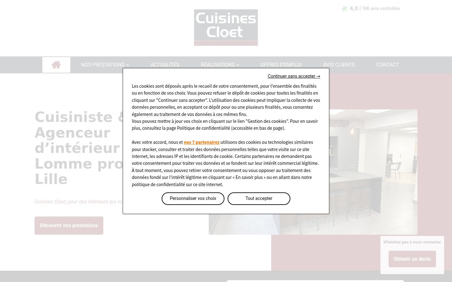 Screenshot del banner di consenso mostrato prima di qualsiasi interazione