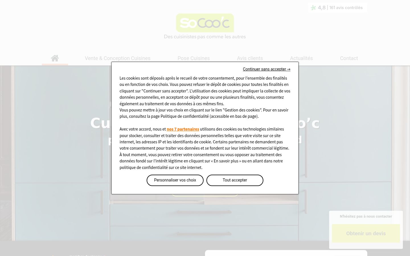 Screenshot van de toestemmingsbanner zoals getoond vóór enige interactie