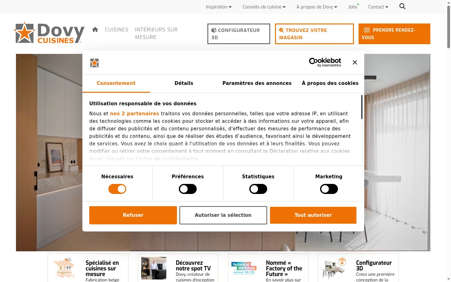 Snímek obrazovky baneru souhlasu zobrazeného před jakoukoli interakcí