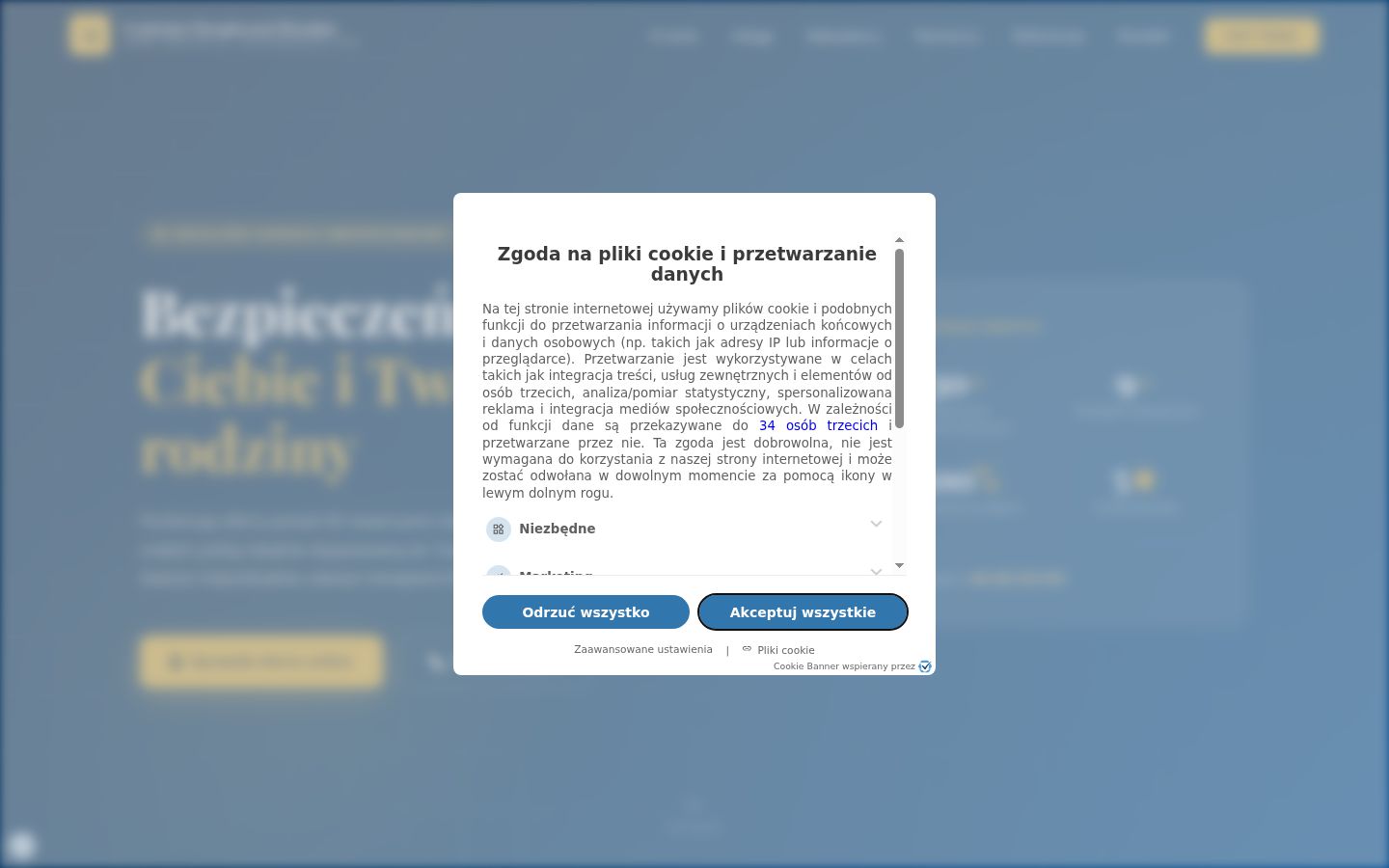Screenshot del banner di consenso mostrato prima di qualsiasi interazione