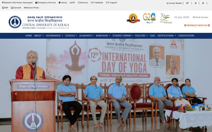 Screenshot of cukerala.ac.in