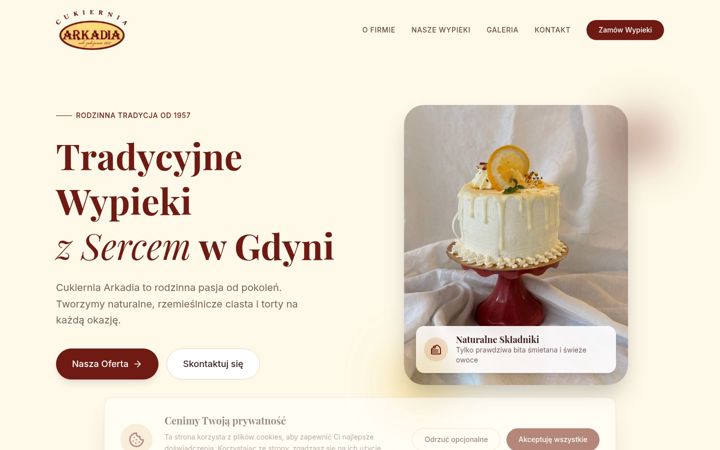 Zrzut ekranu cukierniaarkadia.pl