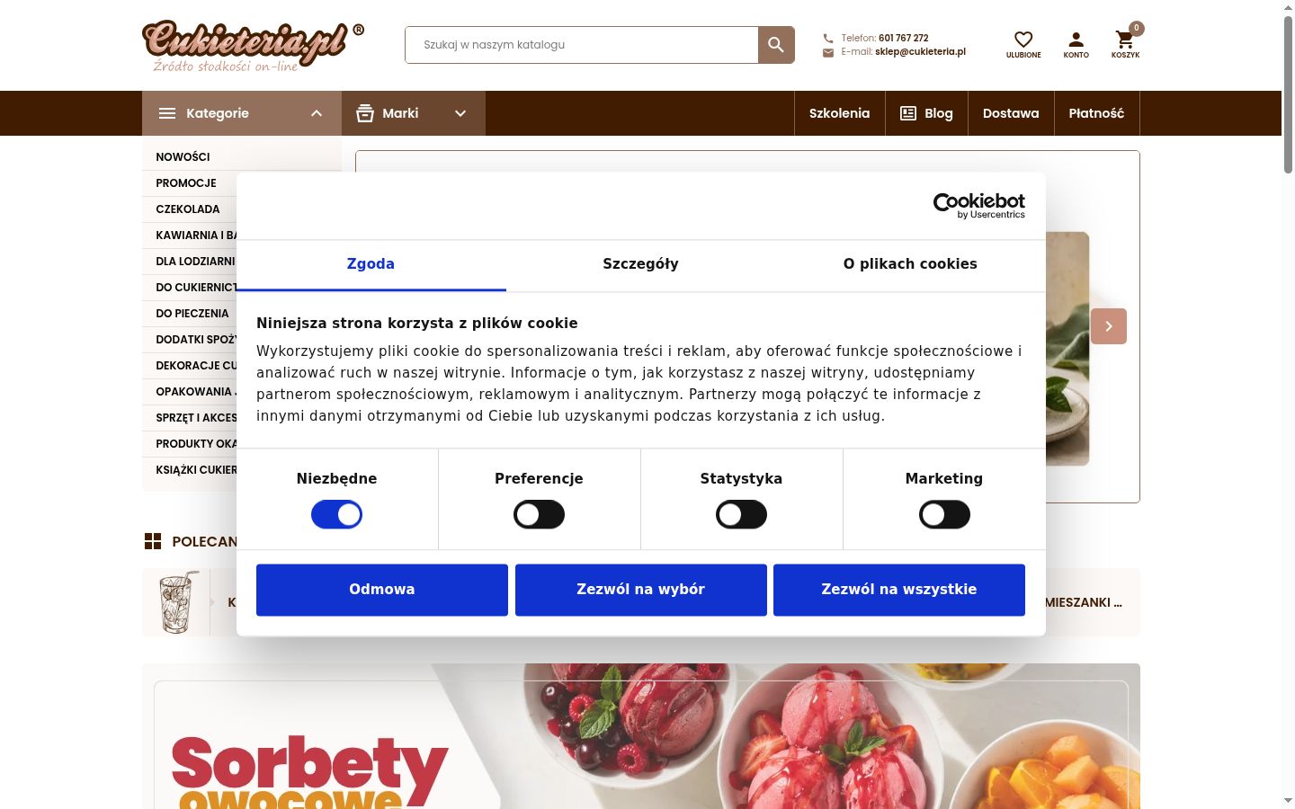 Screenshot del banner di consenso mostrato prima di qualsiasi interazione