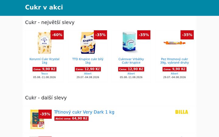 Captura de ecrã de cukr-akce.cz